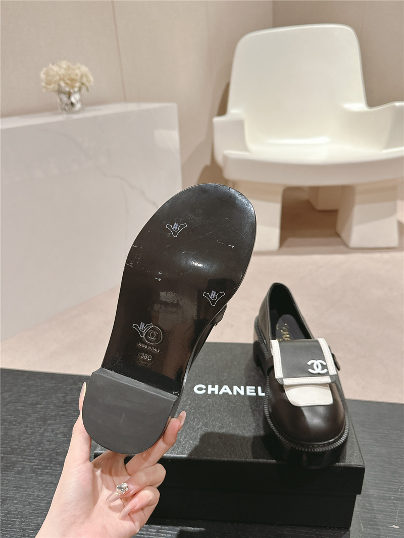 Ch**el moccasin flip cover loafers black and white