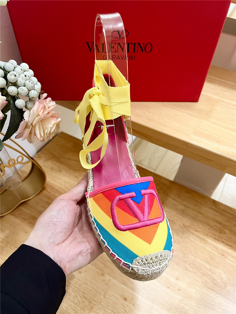 Va1e*ntin0 garavani rainbow-colored strap wedge heels