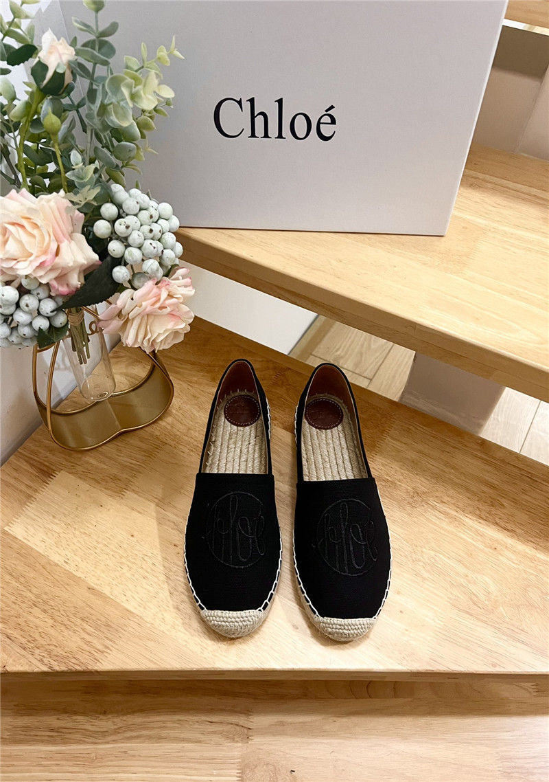 Chloé Isla Espadrille Black Cotton