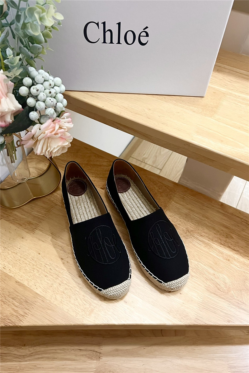 Chloé Isla Espadrille Black Cotton