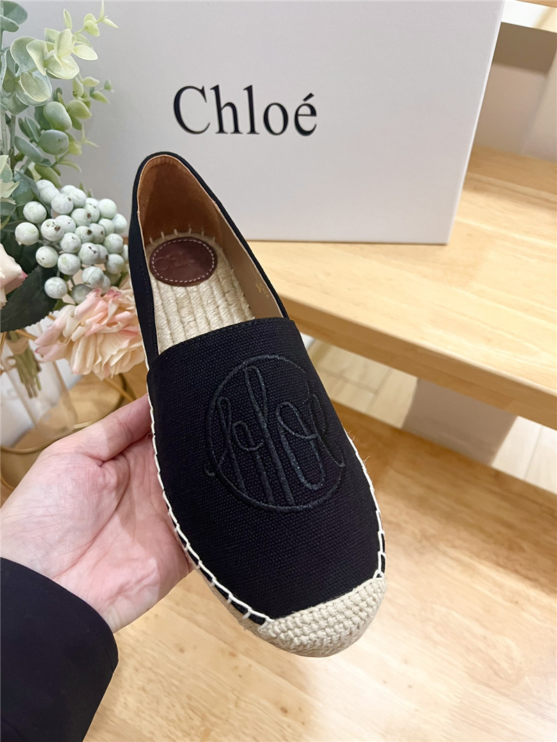 Chloé Isla Espadrille Black Cotton