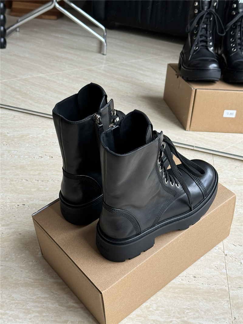 Miu Miu Leather Lace-Up Boot in Black