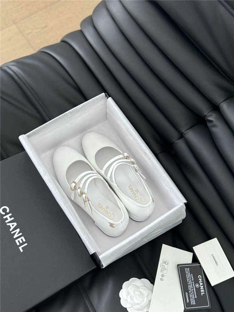 Ch**el white patent leather 3-strap mary jane shoes