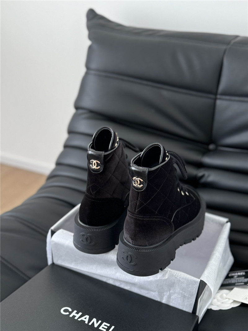 Ch**el quilted suede lace-up ankle boots