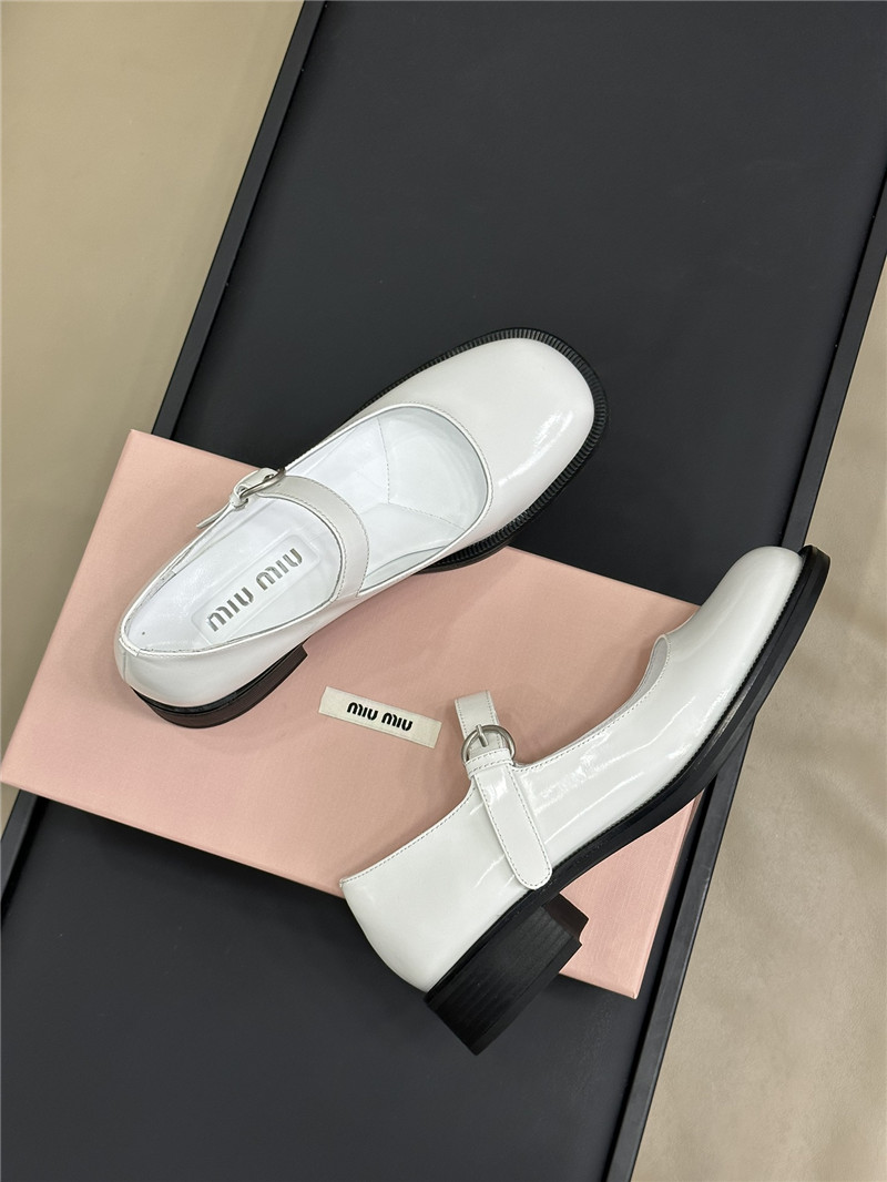 Miu Miu White Patent Leather Mary Jane Shoes