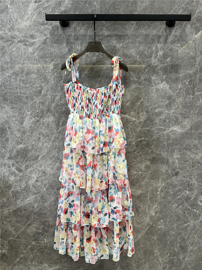 Ganni small floral ruffle sling cake dress replica clothing sites