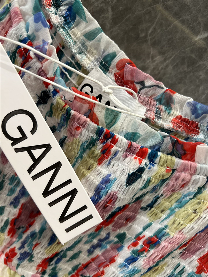 Ganni small floral ruffle sling cake dress replica clothing sites