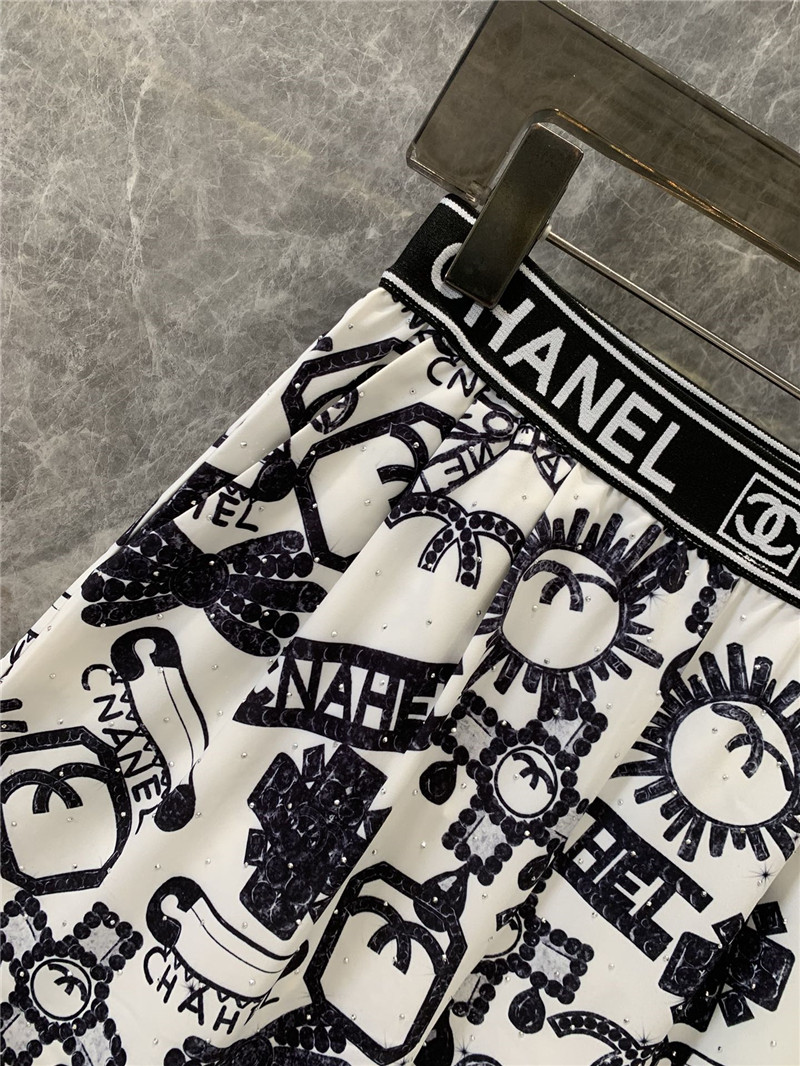 Ch**el elastic waist wide leg pants replica clothes