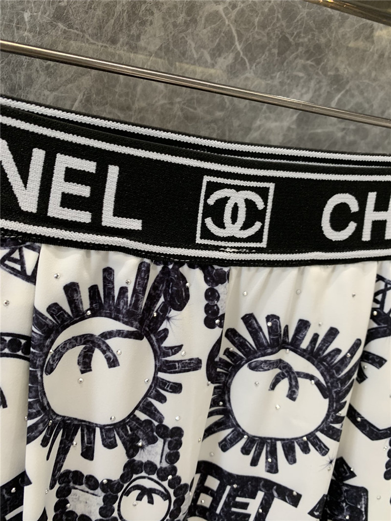 Ch**el elastic waist wide leg pants replica clothes