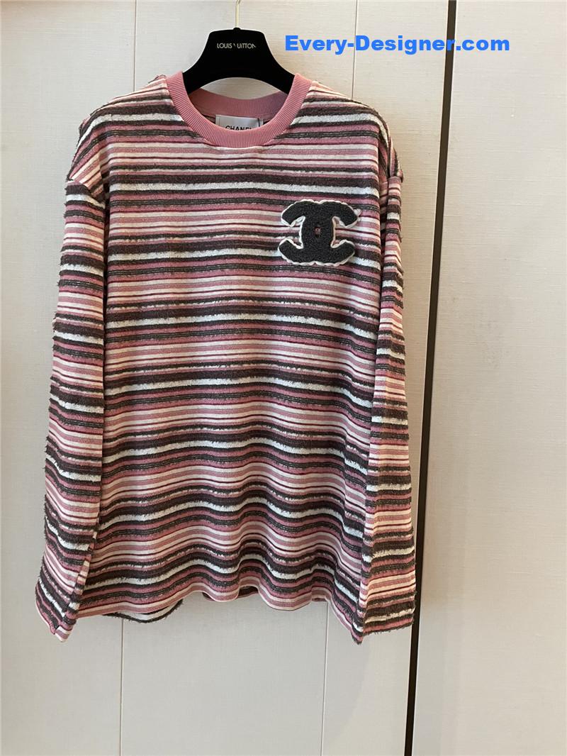 Ch**el round neck striped long sleeve replica designer clothes