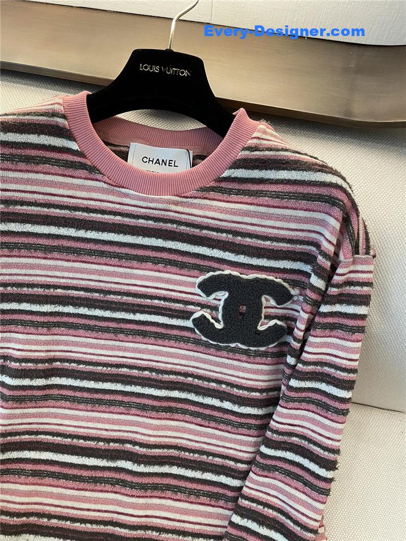 Ch**el round neck striped long sleeve replica designer clothes