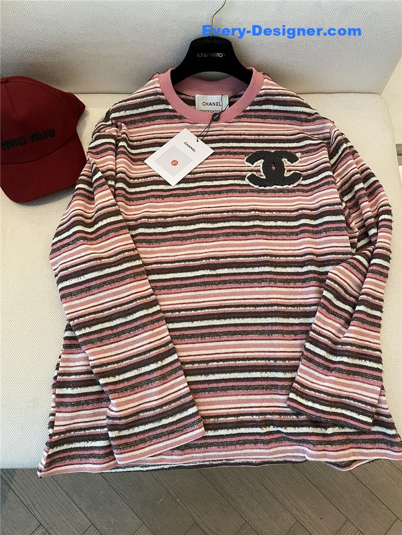 Ch**el round neck striped long sleeve replica designer clothes