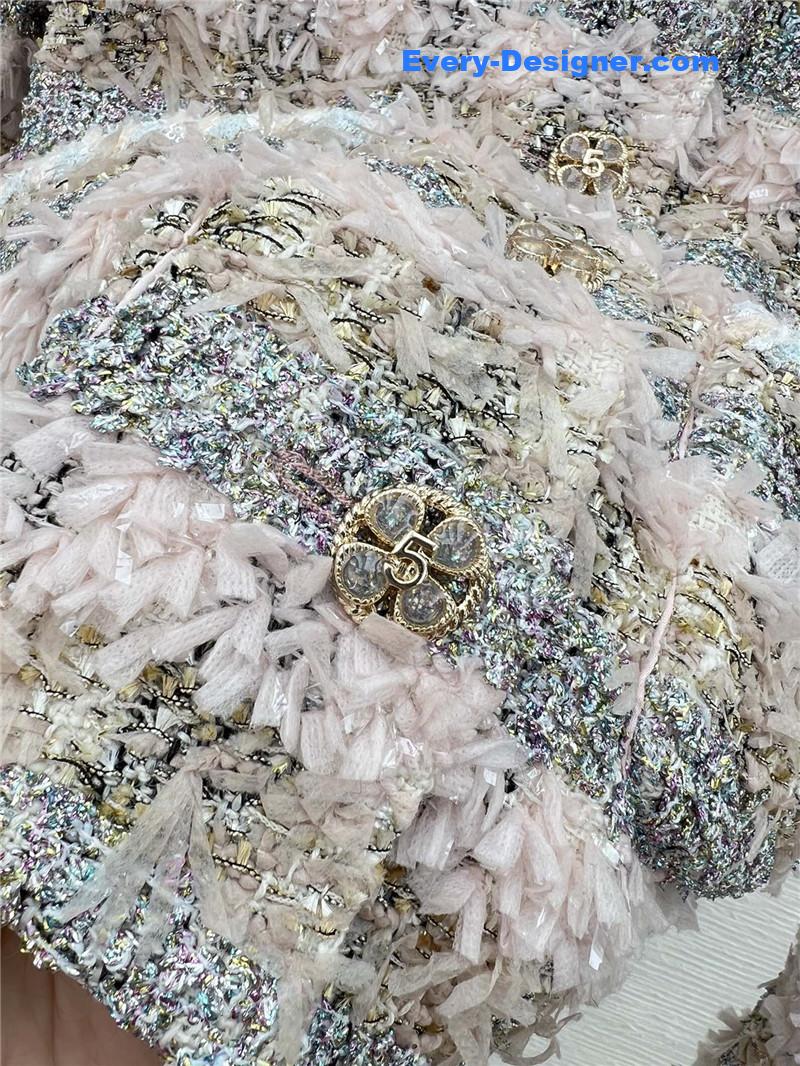 Ch**el striped pink coat replica d&g clothing