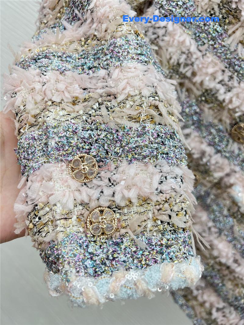 Ch**el striped pink coat replica d&g clothing