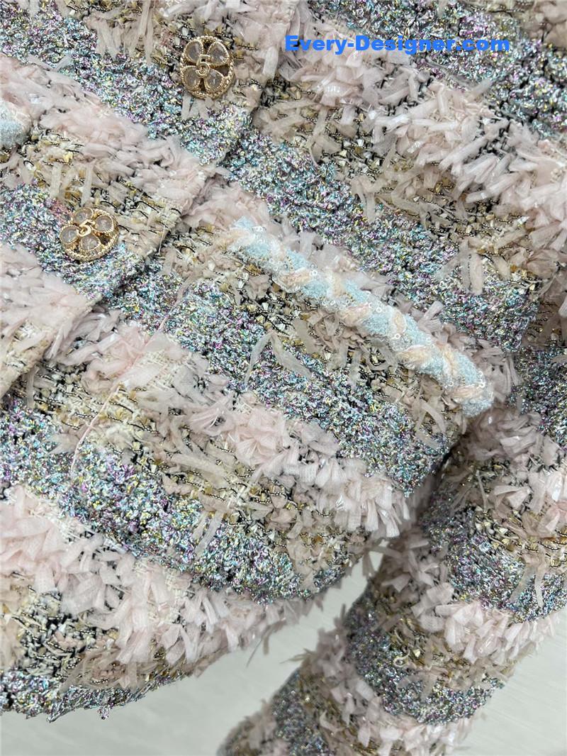 Ch**el striped pink coat replica d&g clothing