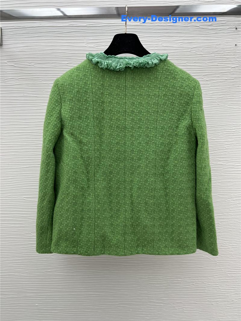 Ch**el ruffles light green tweed jacket