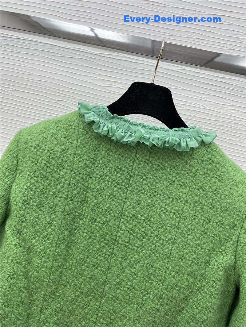 Ch**el ruffles light green tweed jacket
