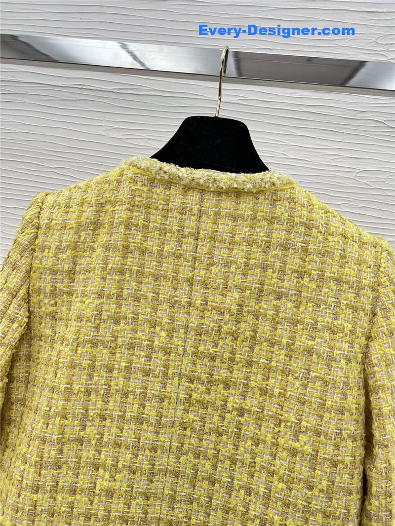 Ch**el woven small v collar coat replica d&g clothing