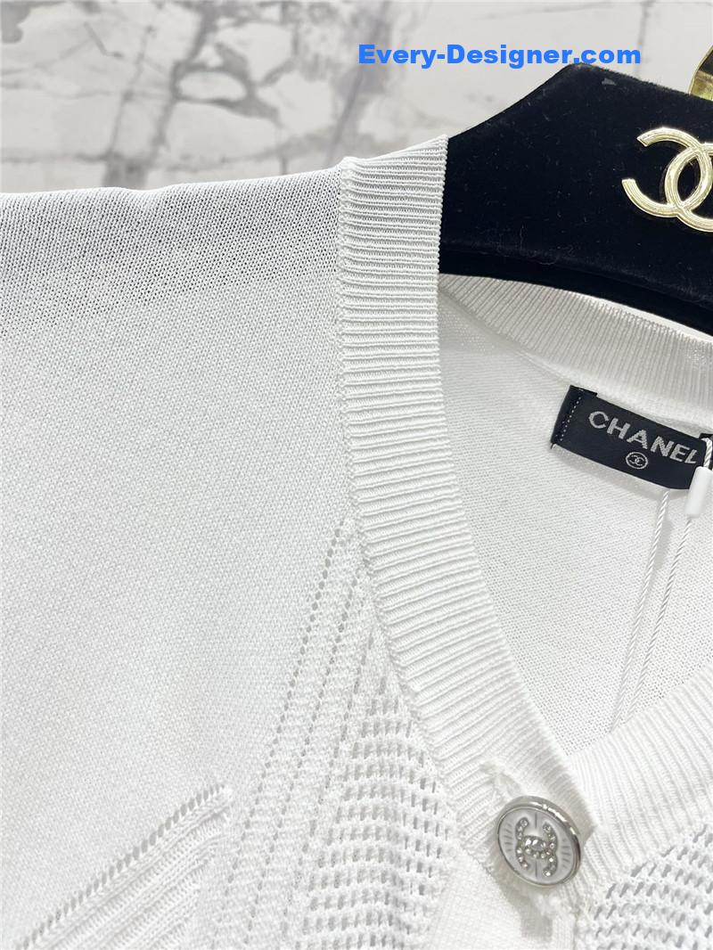 Ch**el hollow knit crew neck cardigan replica d&g clothing