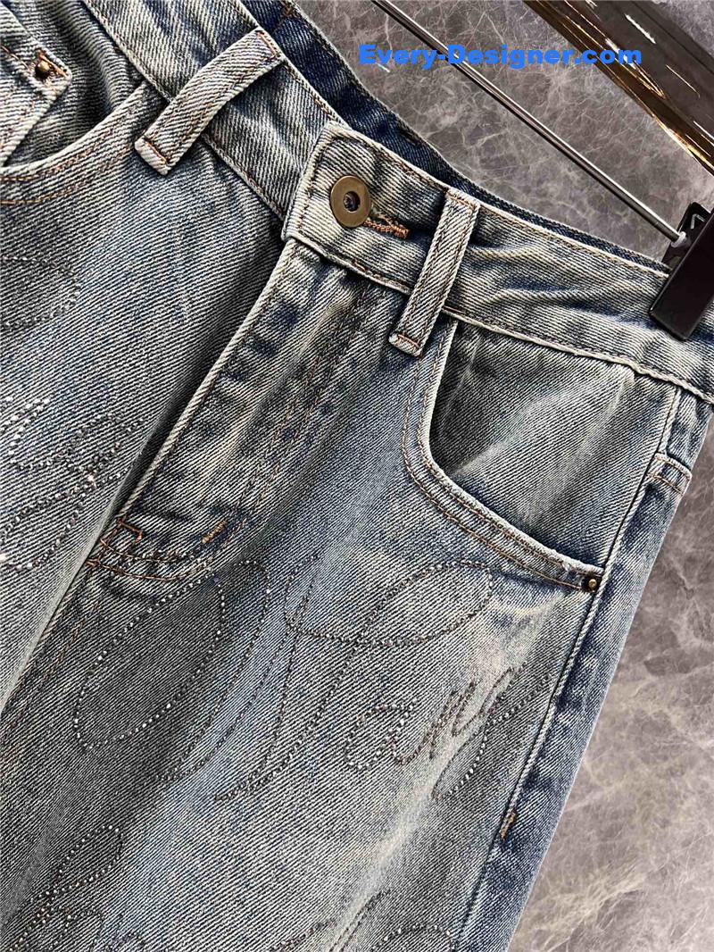 A1exa*der wang rhinestone denim trousers replicas clothes