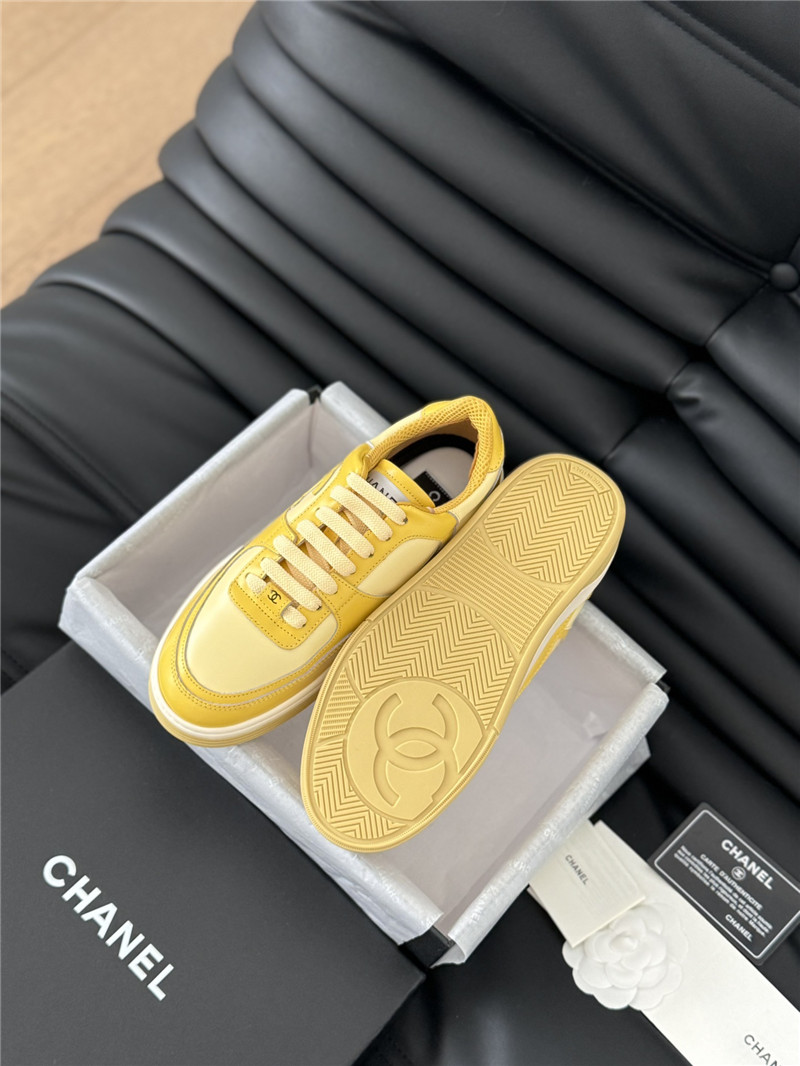 Ch**el yellow logo low top sneakers