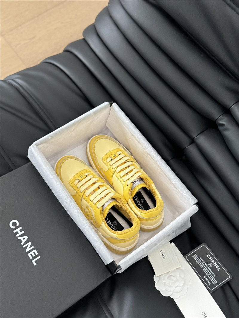 Ch**el yellow logo low top sneakers