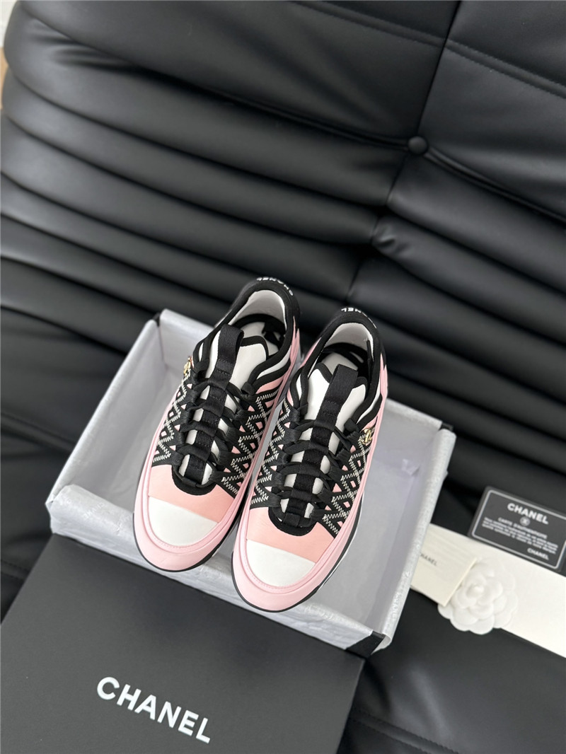 Ch**el logo suede calfskin sneakers in pink