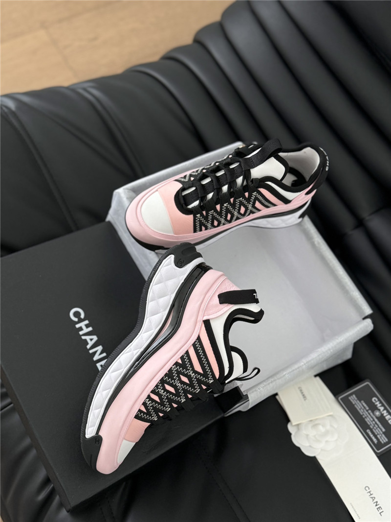 Ch**el logo suede calfskin sneakers in pink