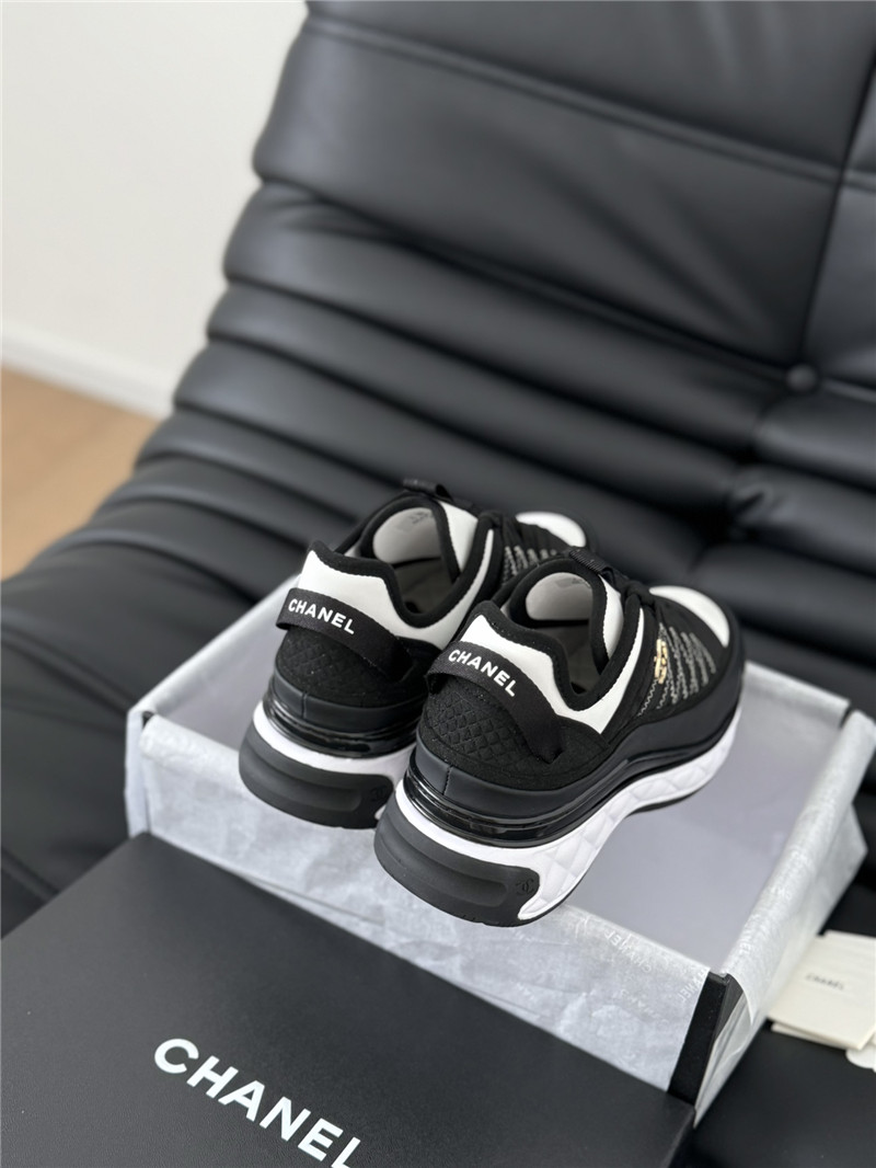 Ch**el logo suede calfskin sneakers in black