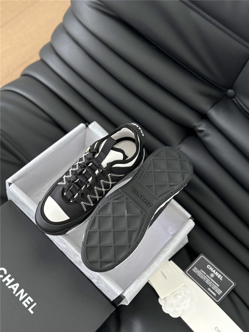 Ch**el logo suede calfskin sneakers in black