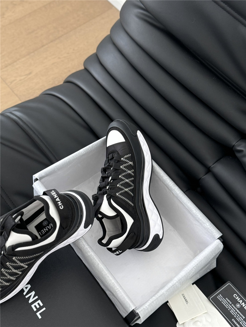 Ch**el logo suede calfskin sneakers in black