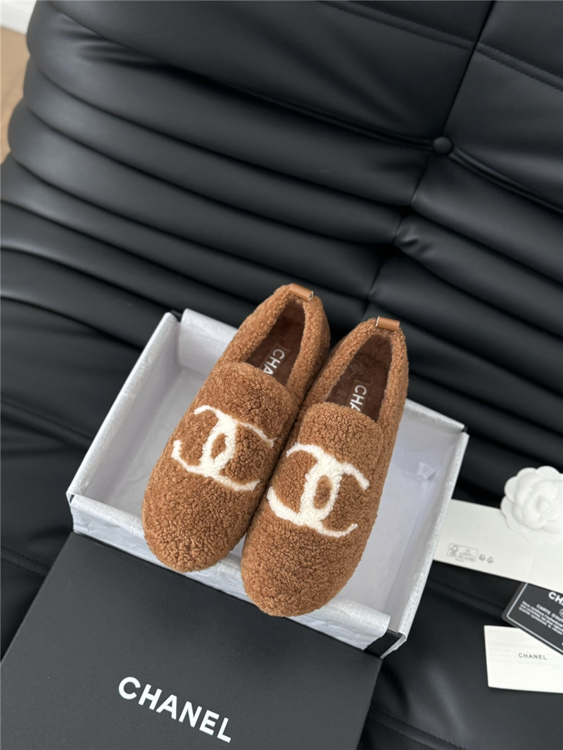 Ch**el shearling loafer flats in brown