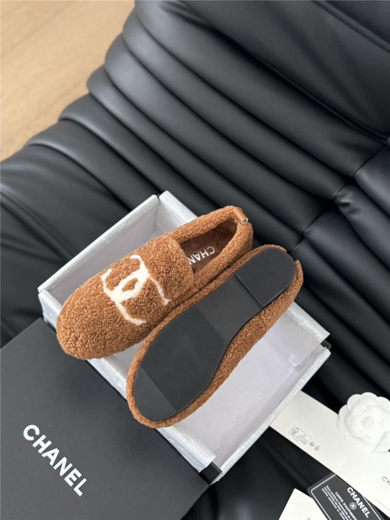 Ch**el shearling loafer flats in brown