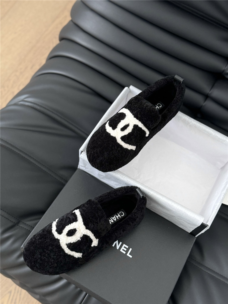 Ch**el shearling loafer flats in black