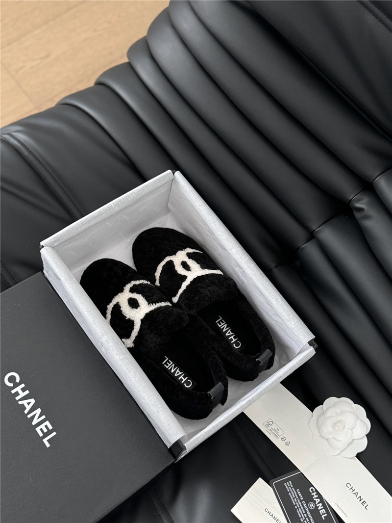 Ch**el shearling loafer flats in black