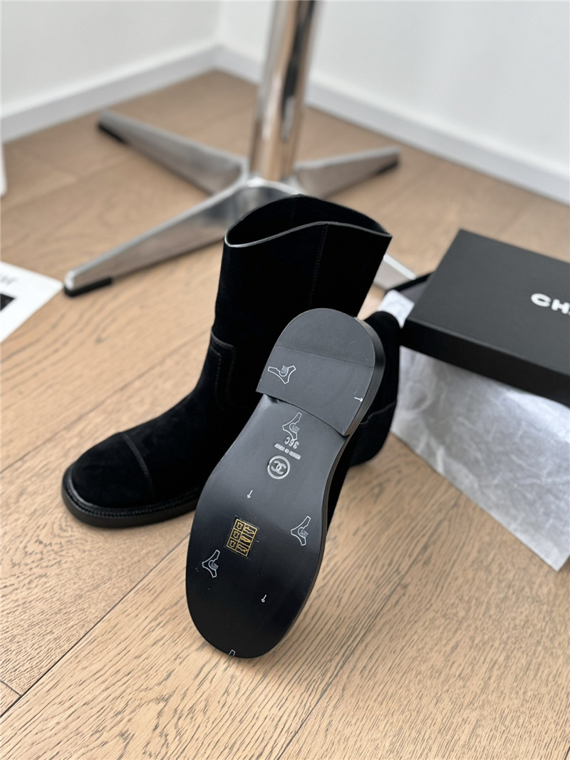 Ch**el logo black suede ankle boots women