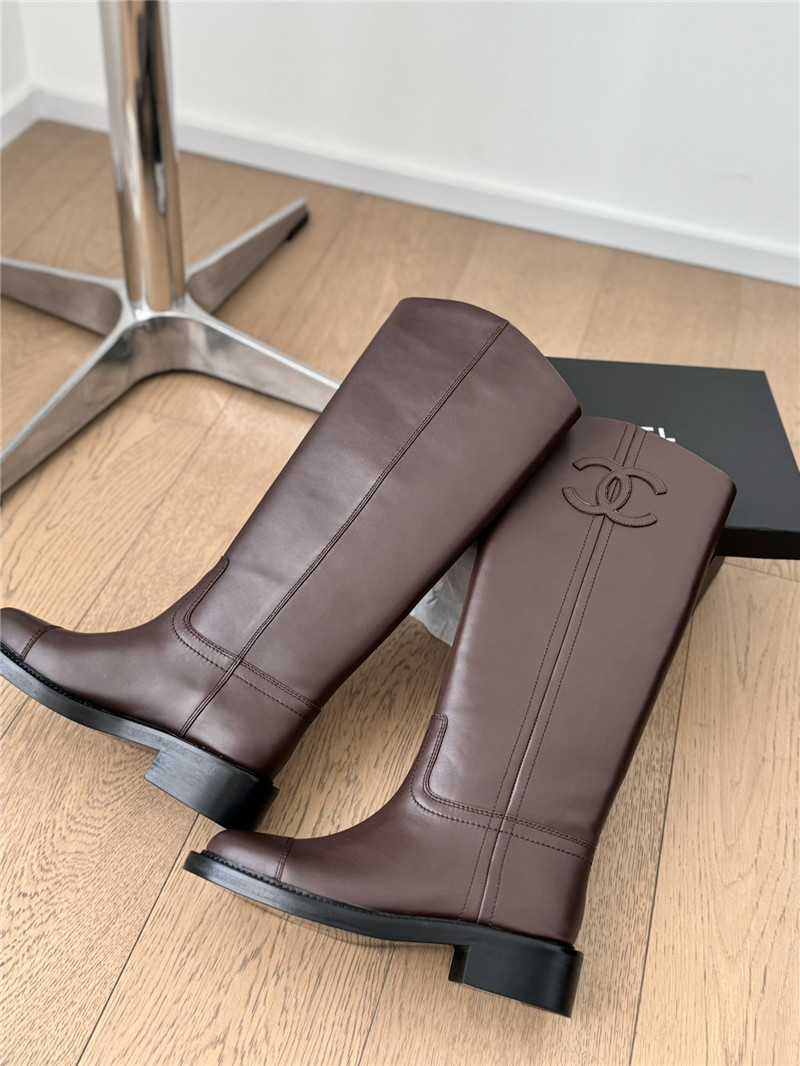 Ch**el logo knee-high boots for women