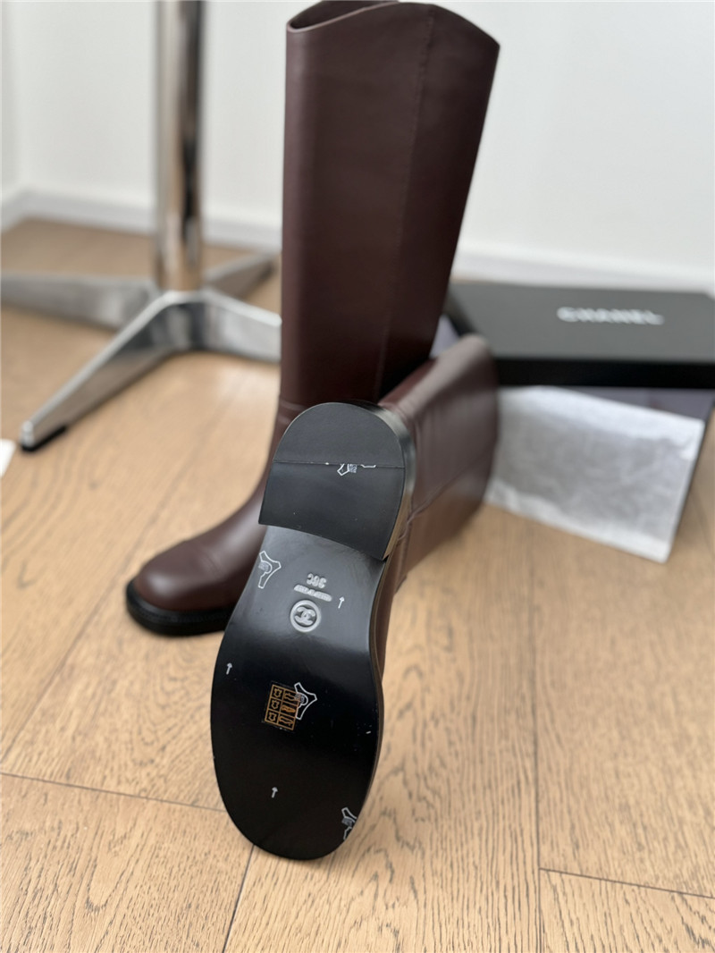 Ch**el logo knee-high boots for women