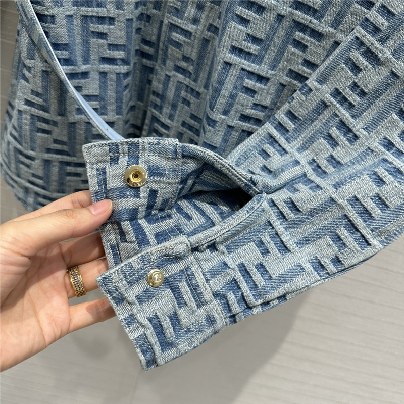F**di lapel double pocket denim shirt replicas clothes