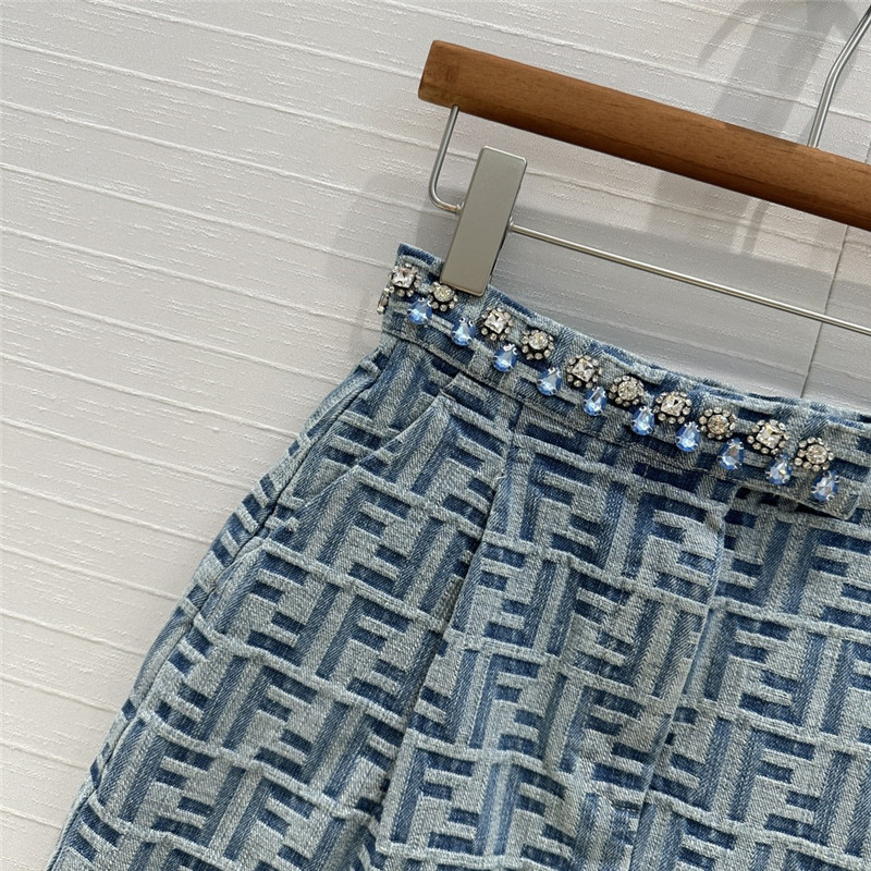 F**di light blue washed beaded skirt replica clothing sites