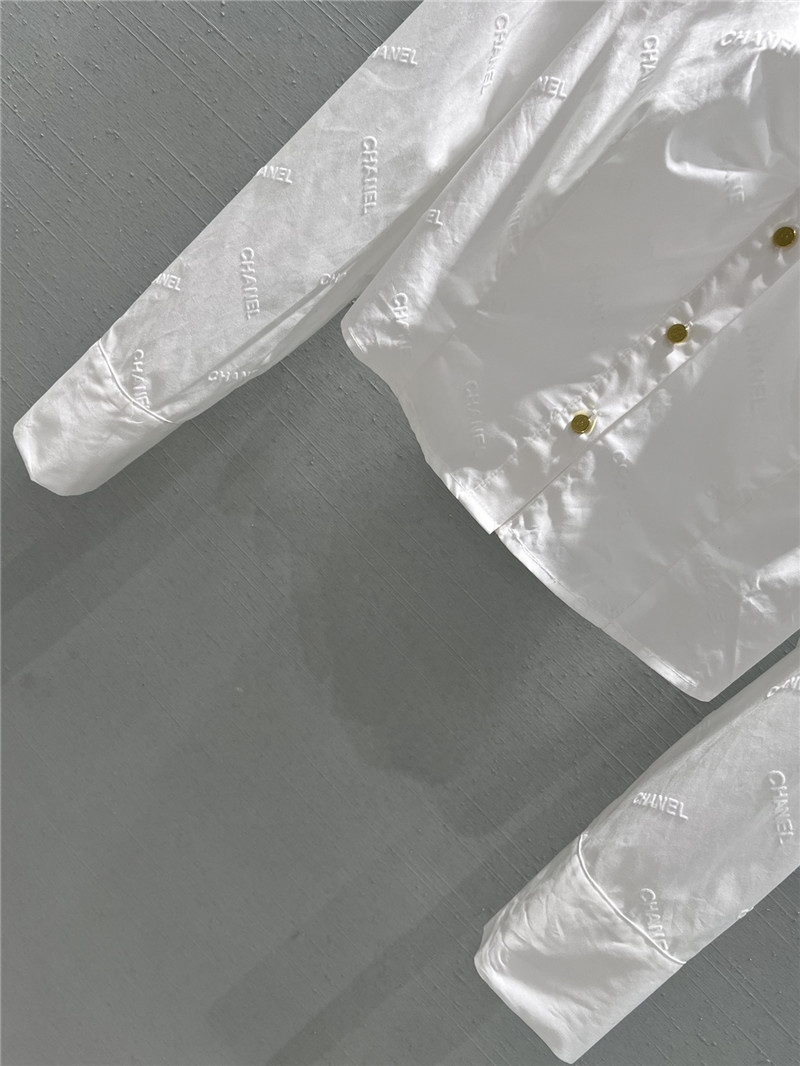 Ch**el flocked logo puff sleeve shirt replica d&g clothing