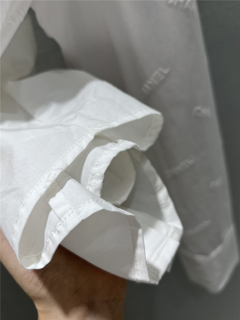 Ch**el flocked logo puff sleeve shirt replica d&g clothing