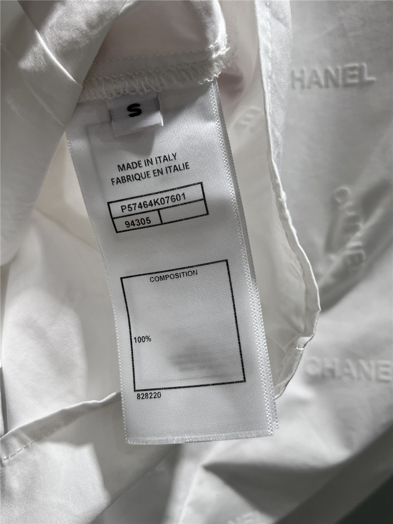 Ch**el flocked logo puff sleeve shirt replica d&g clothing