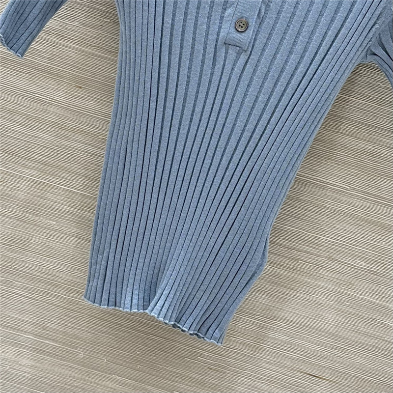 M1um1u slim fit polo collar knit top replicas clothes