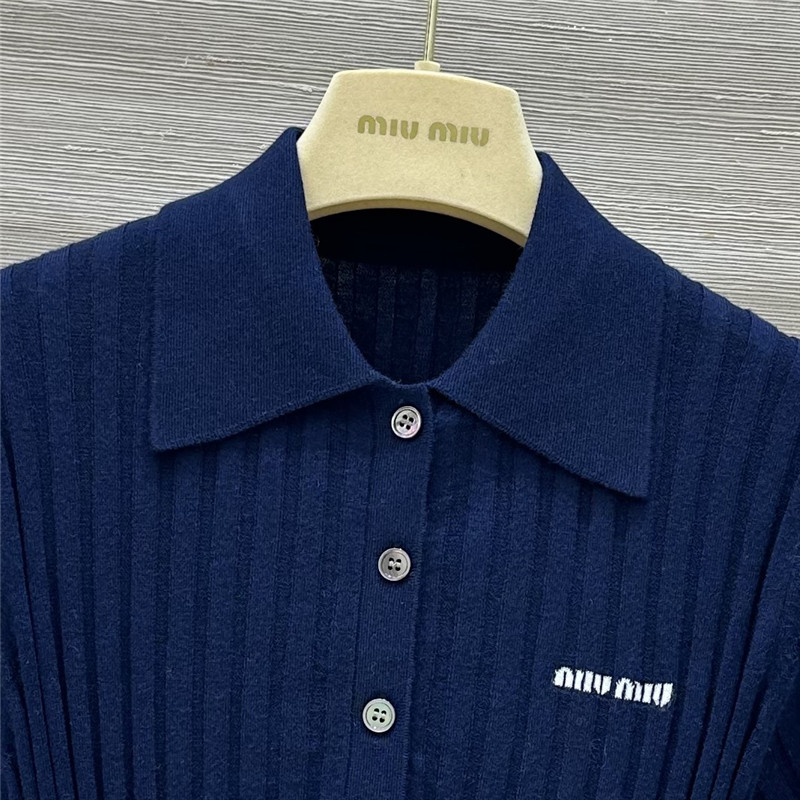 M1um1u slim fit polo collar knit top replicas clothes