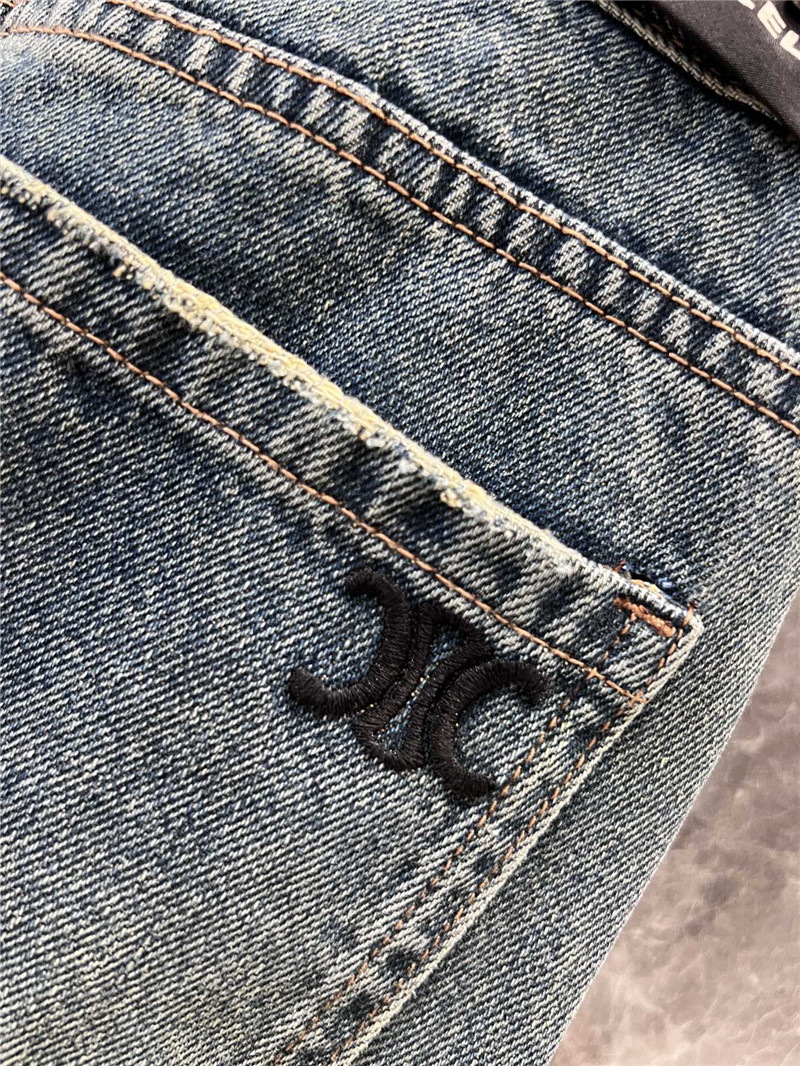 Ce1i*e logo micro waistband denim trousers replica clothes