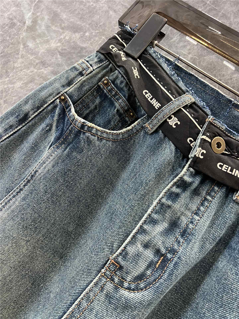 Ce1i*e logo micro waistband denim trousers replica clothes