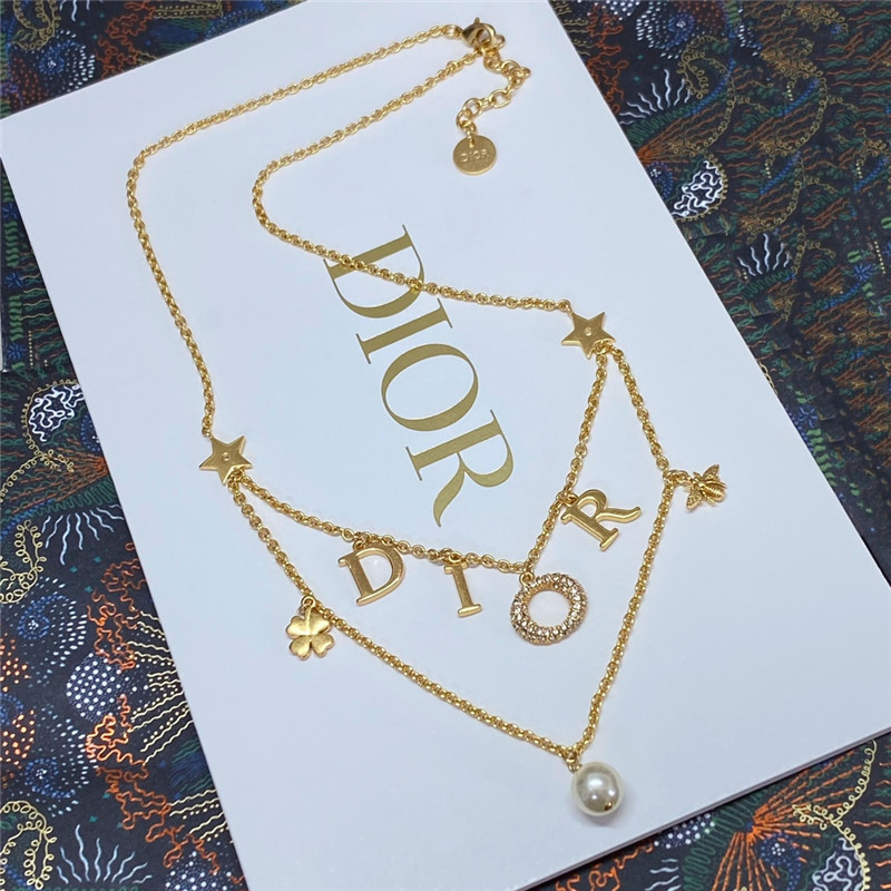 D10r letter bee star double necklace