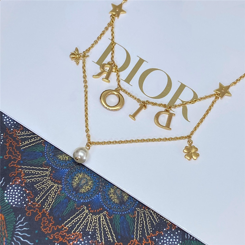 D10r letter bee star double necklace