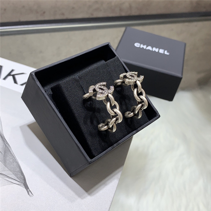 Ch**el double c curved hook hollow small earrings